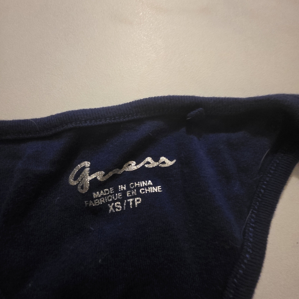 GUESS Navy Racerback Tank with Metallic Logo - Picture 2 of 3